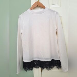 Loft xs cream top with black lace
